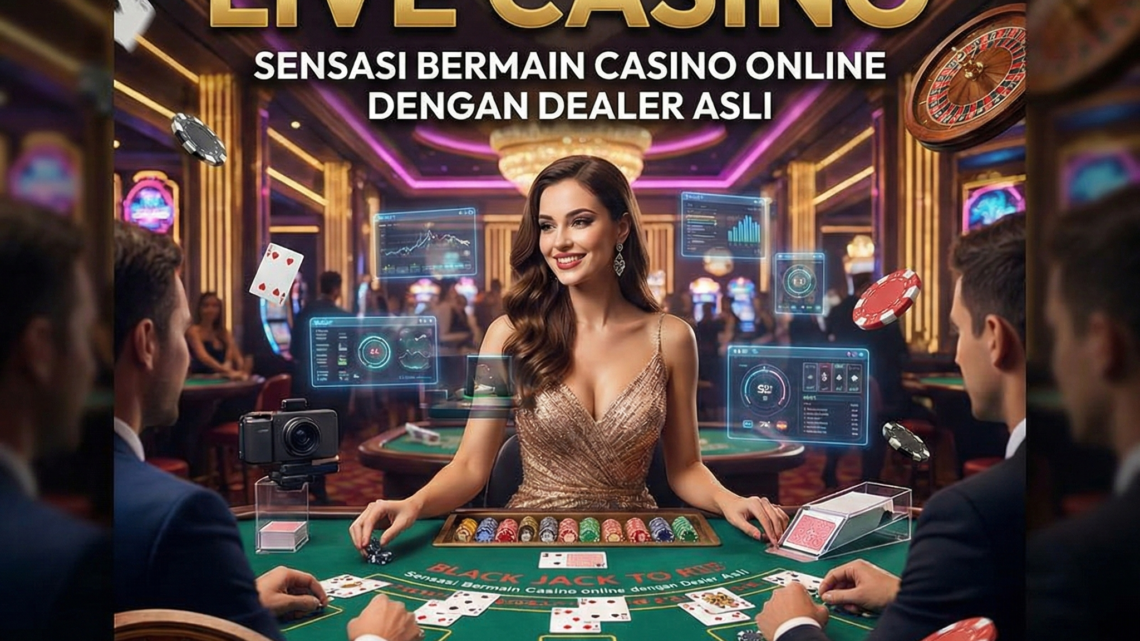 Live casino online dengan dealer asli yang memandu permainan blackjack secara real-time di meja casino mewah dengan suasana eksklusif
